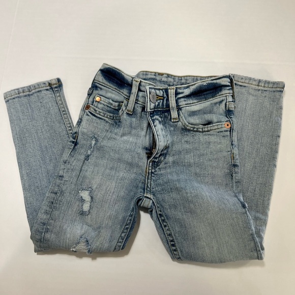 HM Blue Distressed Straight-Leg Jeans - Picture 3 of 6